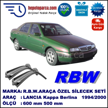 LANCIA Kappa Berlina [838] 11.94-12.00 600 / 500 mm. RBW Muz Silecek Seti  2'li Takım. U Kanca Uyumludur.