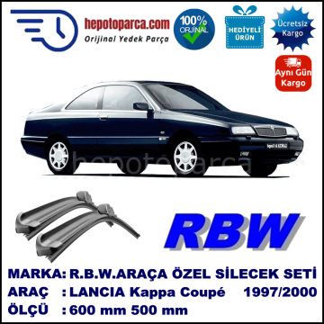 LANCIA Kappa Coupé [838] 04.97-06.00 600 / 500 mm. RBW Muz Silecek Seti  2'li Takım. U Kanca Uyumludur.