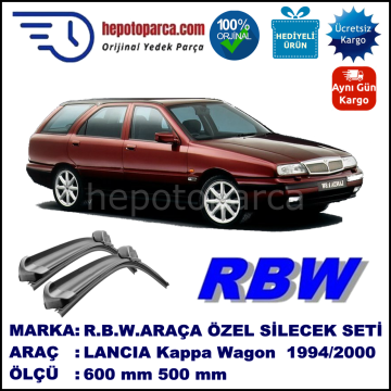 LANCIA Kappa Station Wagon [838] 11.94-12.00 600 / 500 mm. RBW Muz Silecek Seti  2'li Takım. U Kanca Uyumludur.