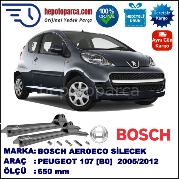 PEUGEOT 107 [B0] 06.2005-..., 650 / - mm. BOSCH AEROECO Aparatlı Muz Silecek
