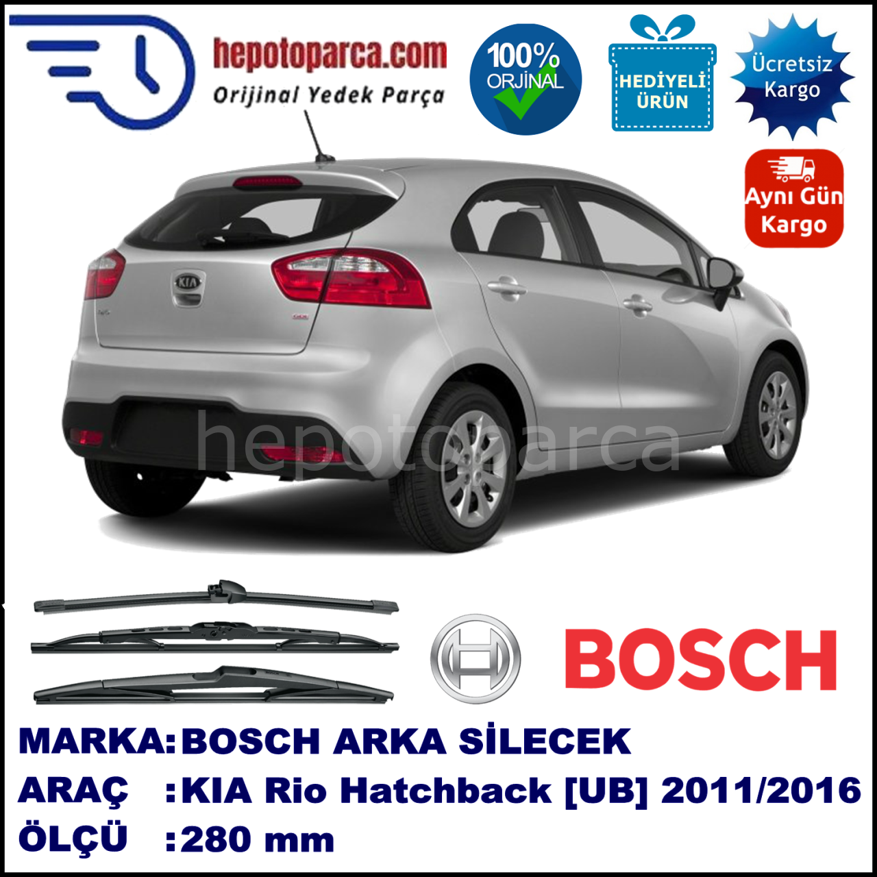 KIA Rio Hatchback [UB] 280 mm 06.2011-... BOSCH Arka Silecek