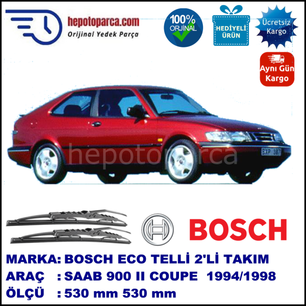 SAAB 900 II Coupé  03.94-10.98 530 / 530 mm. BOSCH ECO Telli Silecek 2'li Takım