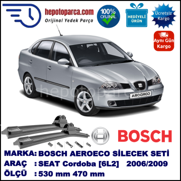 SEAT Cordoba [6L2] 05.2006-11.2009, 530 / 470 mm. BOSCH AEROECO Aparatlı Muz Silecek