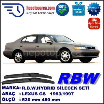 LEXUS GS [S1] 03.93-08.97 530 / 480 mm. RBW Hybrid Silecek Seti. U Kanca Uyumlu Hibrit