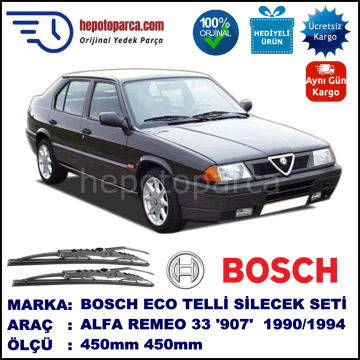 ALFA ROMEO 33 Berlina [907] 01.90-10.94 450 / 450 mm. BOSCH ECO Telli Silecek 2'li Takım