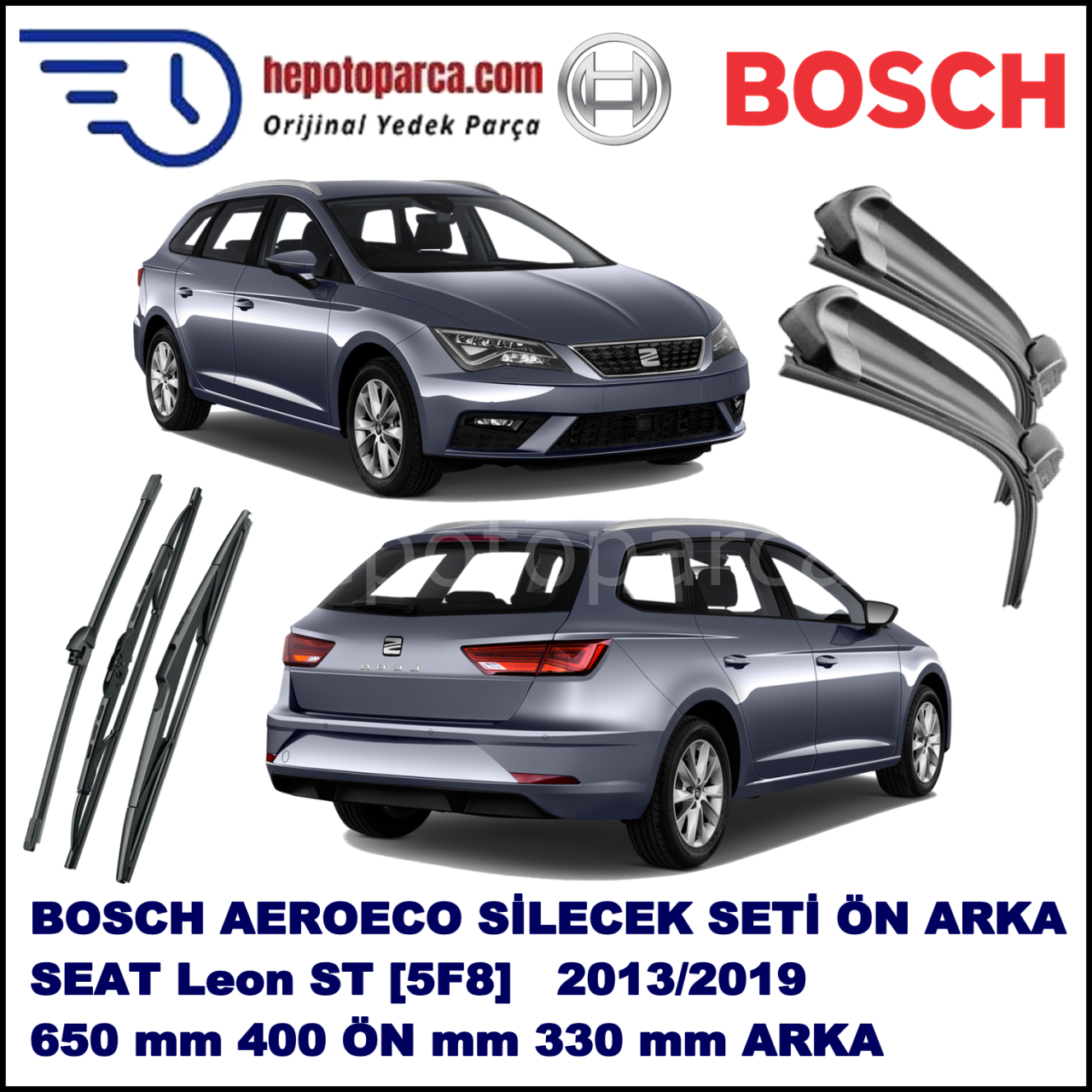 SEAT Leon ST [5F8] 08,2013-,,, Bosch Aeroeco Ön ve Arka Silecek Takımı