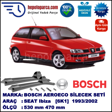SEAT Ibiza [6K1] 03.1993-05.2002, 530 / 470 mm. BOSCH AEROECO Aparatlı Muz Silecek
