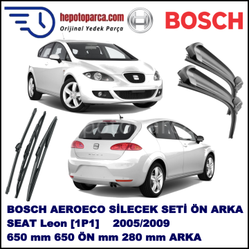 SEAT Leon [1P1] 07,2005-02,2009 Bosch Aeroeco Ön ve Arka Silecek Takımı