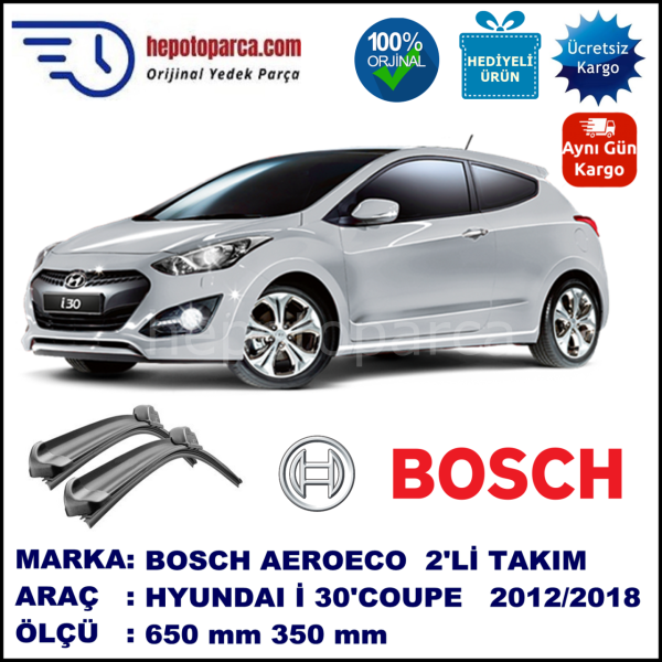HYUNDAI i30 Coupé [GD] 02.2013-..., 650 / 350 mm. BOSCH AEROECO Aparatlı Muz Silecek