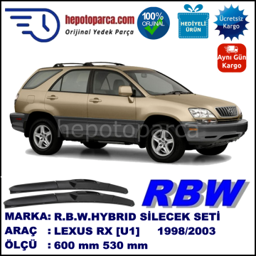 LEXUS RX [U1] 01.98-02.03 600 / 530 mm. RBW Hybrid Silecek Seti. U Kanca Uyumlu Hibrit