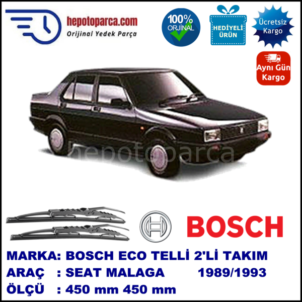 SEAT Malaga  12.89-12.93 450 / 450 mm. BOSCH ECO Telli Silecek 2'li Takım