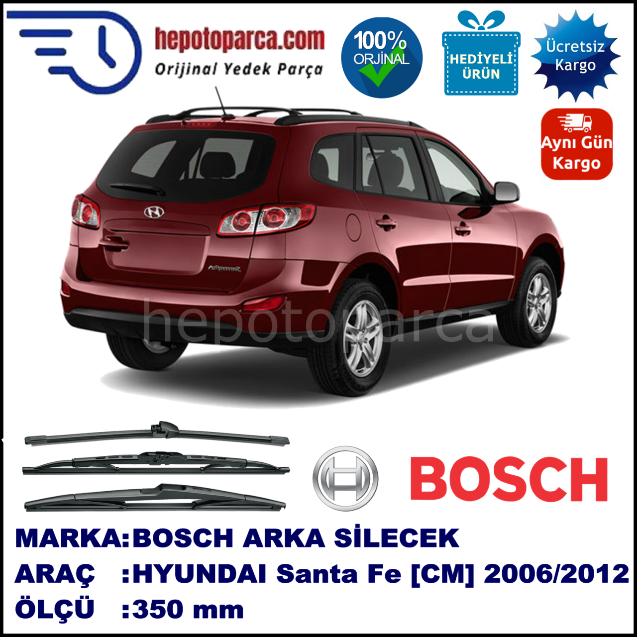 HYUNDAI Santa Fe [CM] 350 mm 03.2006-12.2012 BOSCH Arka Silecek
