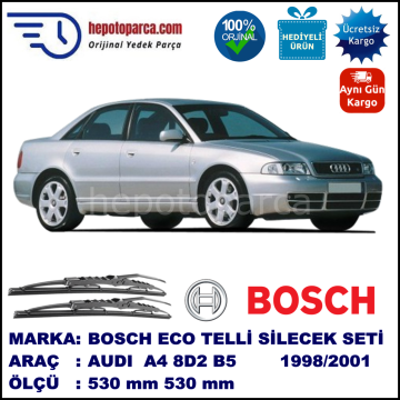AUDI A4 [8D2; B5] 08.98-09.01 530 / 530 mm. BOSCH ECO Telli Silecek 2'li Takım