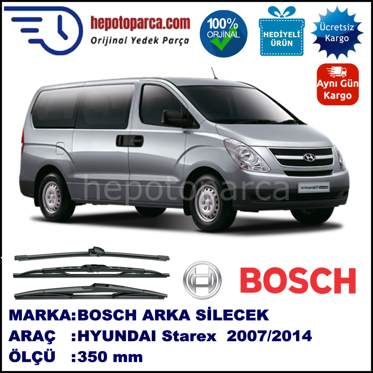 HYUNDAI Starex  350 mm 05.2007-... BOSCH Arka Silecek