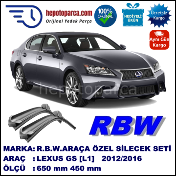 LEXUS GS [L1] 01.12-... 650 / 450 mm. RBW Muz Silecek Seti  2'li Takım. U Kanca Uyumludur.