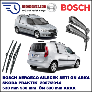 SKODA Praktik [5J7] 03,2007-,,, Bosch Aeroeco Ön ve Arka Silecek Takımı
