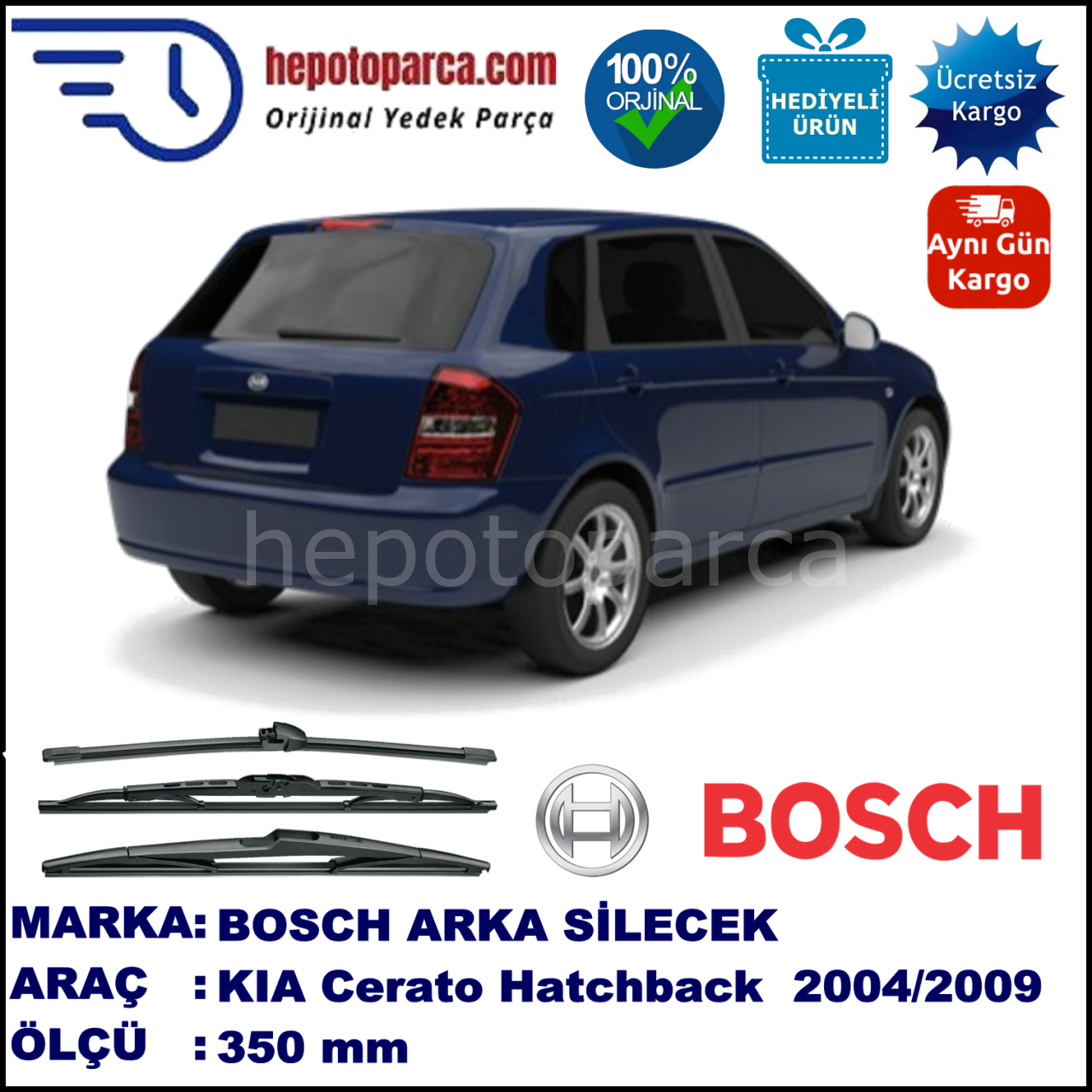 KIA Cerato Hatchback [FE] 350 mm 03.2004-11.2009 BOSCH Arka Silecek