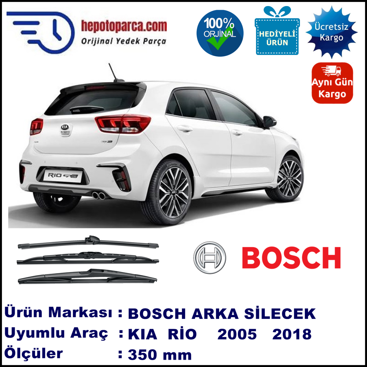 KIA Rio [DE] 350 mm 03.2005-... BOSCH Arka Silecek