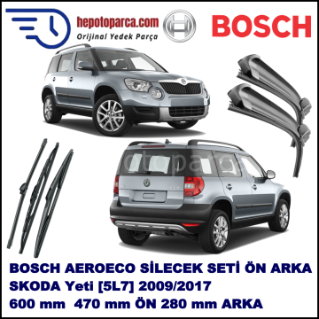 SKODA Yeti [5L7] 05,2009-,,, Bosch Aeroeco Ön ve Arka Silecek Takımı