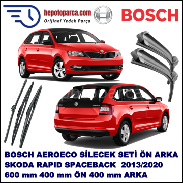 SKODA Rapid Spaceback [NH3] 10,2013-,,, Bosch Aeroeco Ön ve Arka Silecek Takımı