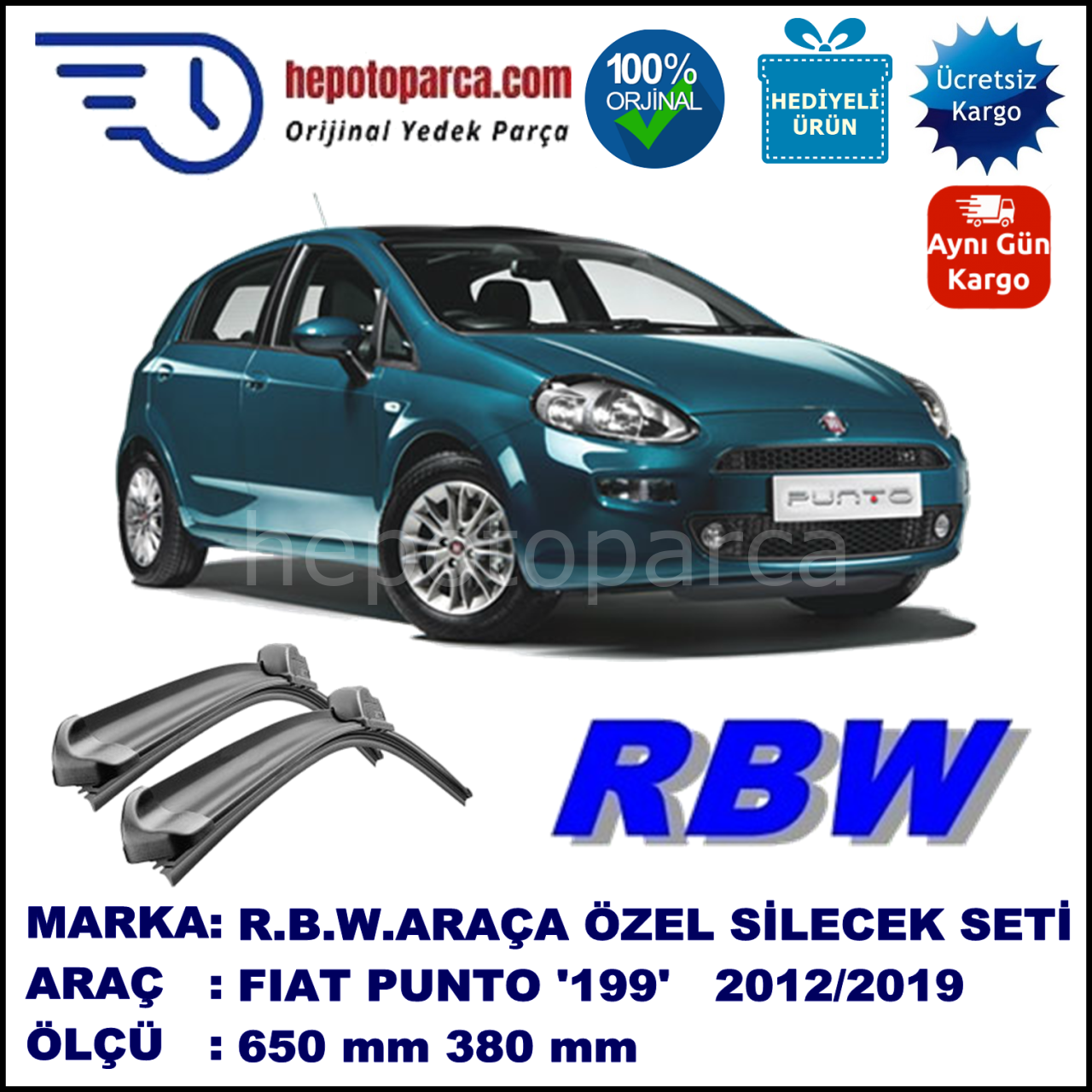 FİAT PUNTO MUZ SİLECEK TAKIMI RBW ARACA ÖZEL (2012→)