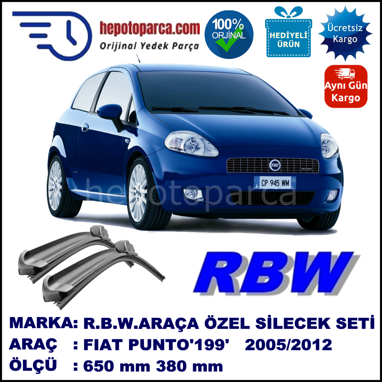 FİAT GRANDE PUNTO MUZ SİLECEK TAKIMI RBW ARACA ÖZEL (2005→)