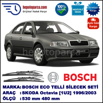 SKODA Octavia [1U2] 09.96-12.10 530 / 480 mm. BOSCH ECO Telli Silecek 2'li Takım