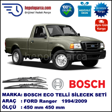 FORD Ranger  06.1994-06.2009 450 / 450 mm. BOSCH Telli Silecek 2'li Takım U Kanca Uyumlu