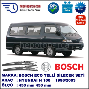 HYUNDAI H 100  09.1996--> 450 / 450 mm. BOSCH Telli Silecek 2'li Takım U Kanca Uyumlu