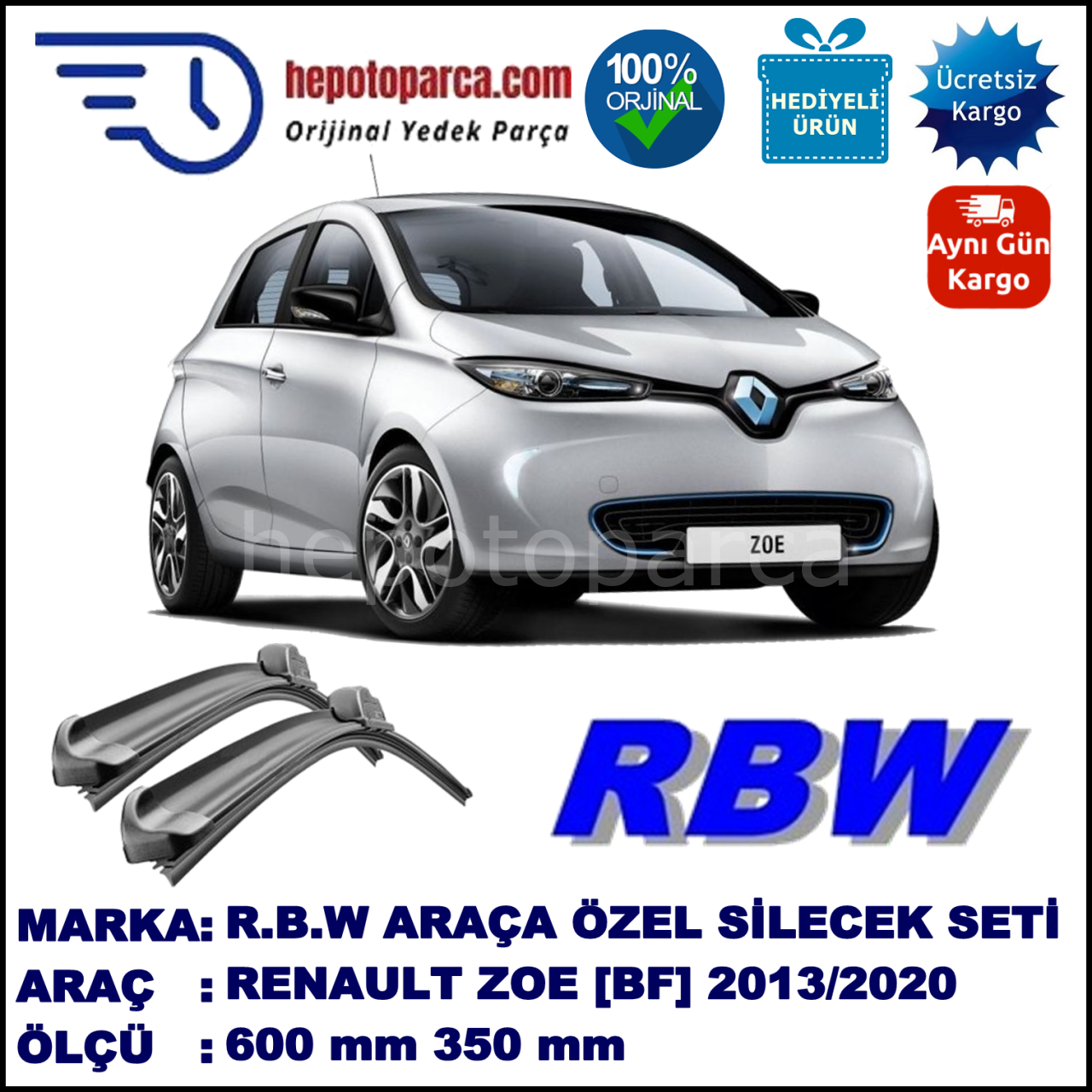 RENAULT ZOE MUZ SİLECEK TAKIMI RBW ARACA ÖZEL (2013→)