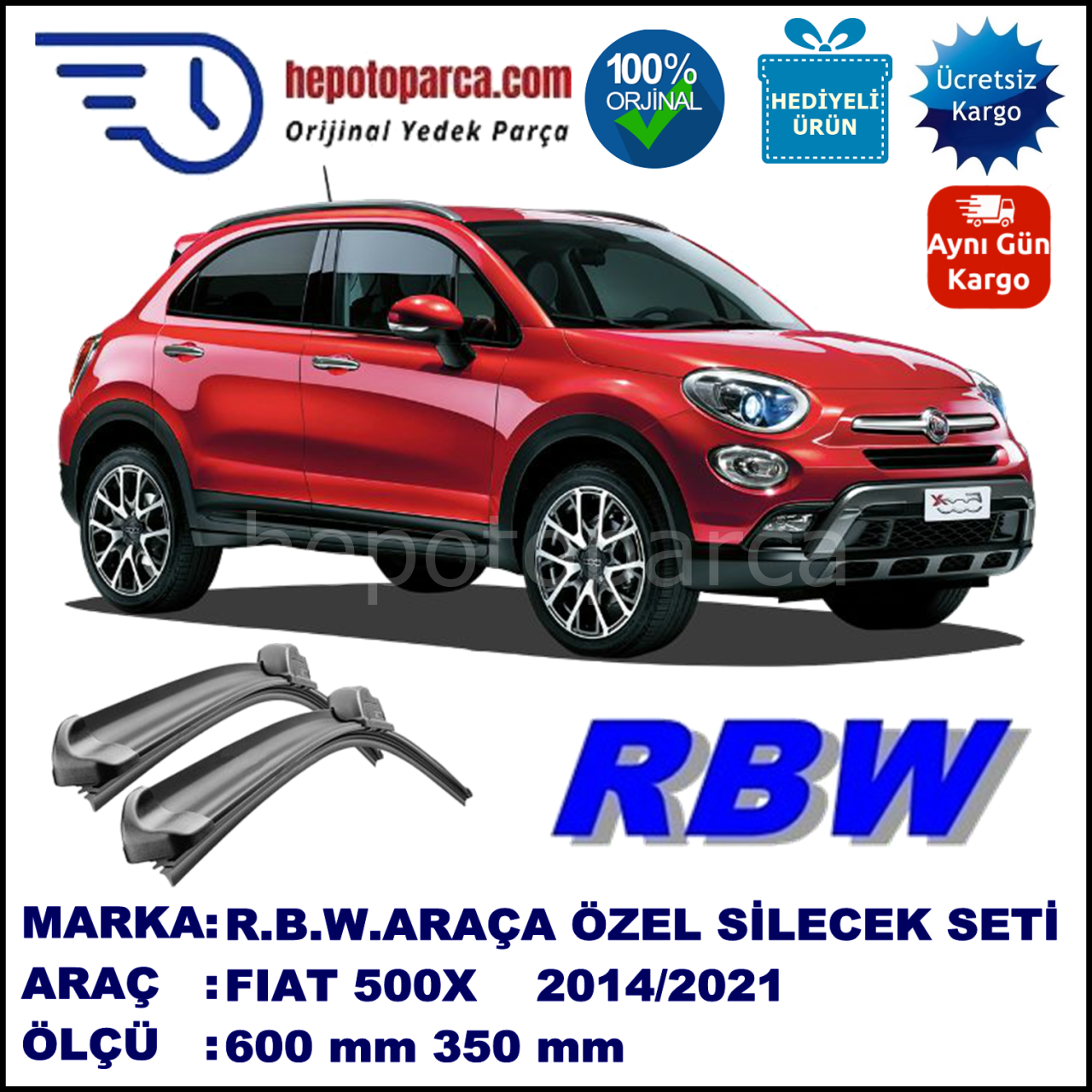 FIAT 500X MUZ SİLECEK TAKIMI RBW ARACA ÖZEL (2014→)