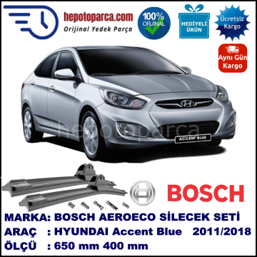 HYUNDAI Accent Blue [RB] 01.2011-..., 650 / 400 mm. BOSCH AEROECO Aparatlı Muz Silecek