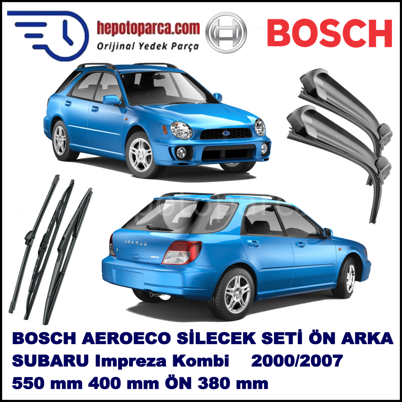 SUBARU Impreza Kombi [GD, GG] 10,2000-06,2007 Bosch Aeroeco Ön ve Arka Silecek Takımı