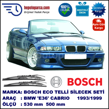 io [E 36] 03.93-12.99 530 / 500 mm. BOSCH ECO Telli Silecek 2'li Takım