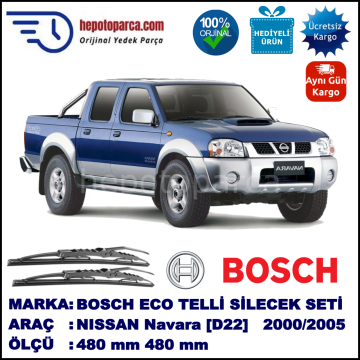 NISSAN Navara  [D22] 06.2000--> 480 / 480 mm. BOSCH Telli Silecek 2'li Takım U Kanca Uyumlu