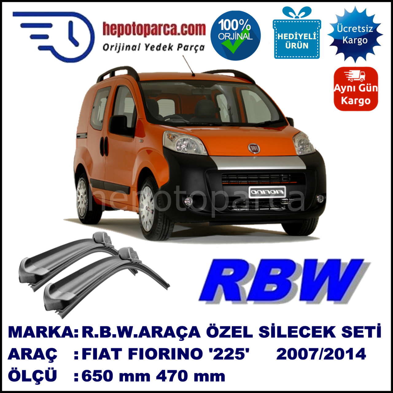 FIAT FIORINO MUZ SİLECEK TAKIMI RBW ARACA ÖZEL (2007→)