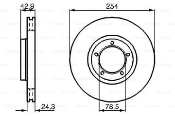 Fren Diski, Ön, [254 / 24,5-22,1 mm], Hava Kanallı Transit FT 080 2.5 D 199408 - 200008; Transit FT 100 2.5 TD 199408 - 200008; Transit FT 190 2.5 DI 199408 - 200008; Transit FT 190 2.5 TD 199408 - 200008; Transit FT 120 2.5 DI 199408 - 200008; Trans