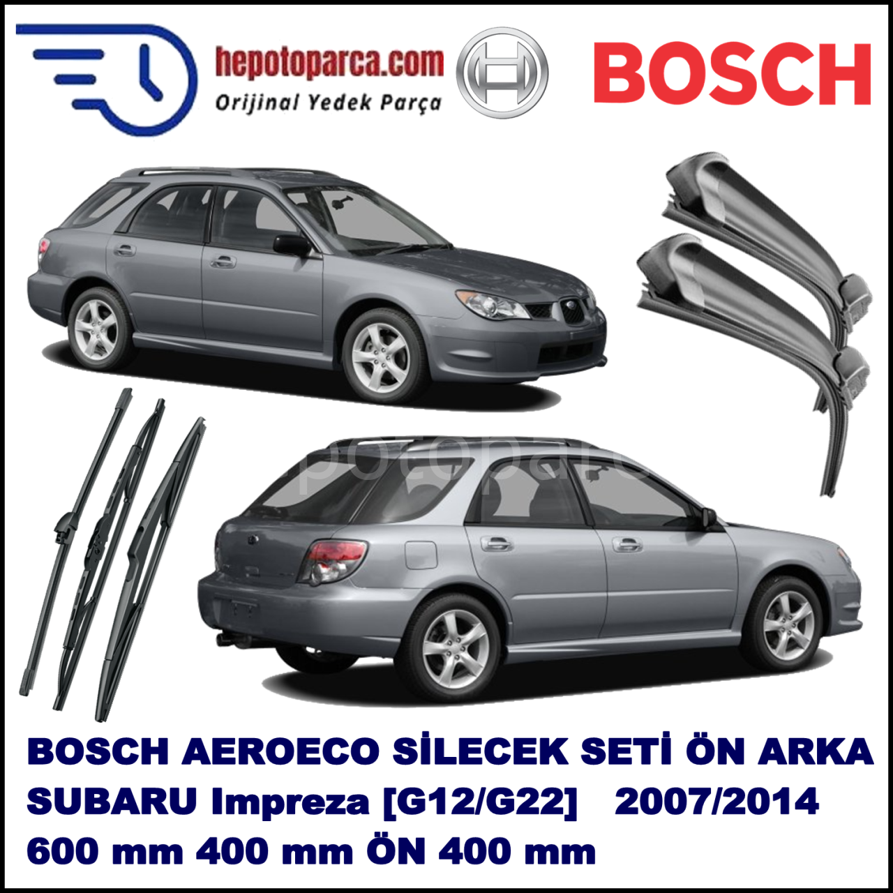 SUBARU Impreza  [G12/G22] 06,2007-12,2011 Bosch Aeroeco Ön ve Arka Silecek Takımı