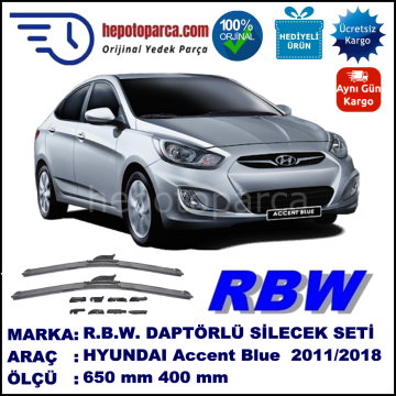 HYUNDAI Accent Blue [RB] 01.2011-..., 650 / 400 mm.  RBW  ADAPTÖRLÜ MUZ SİLECEK SETİ