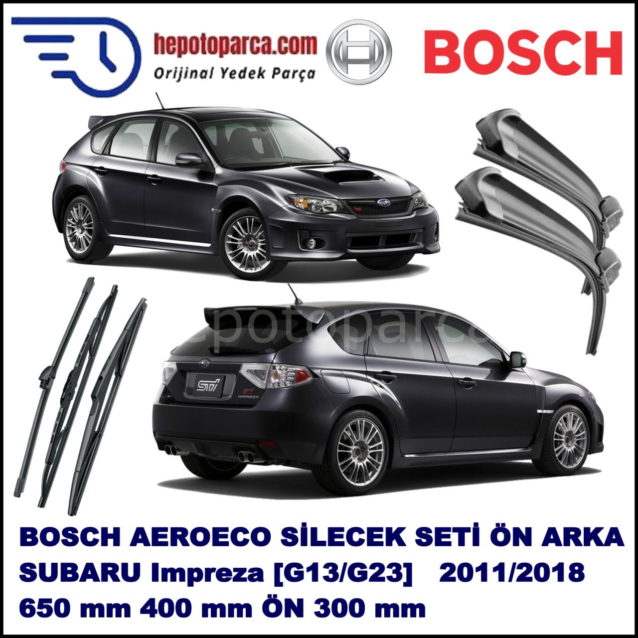 SUBARU Impreza [G13/G23] 10,2011-,,, Bosch Aeroeco Ön ve Arka Silecek Takımı