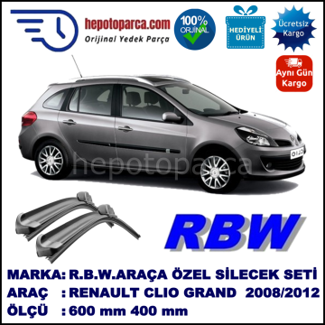 RENAULT CLIO GRANDTOUR 3 MUZ SİLECEK TAKIMI RBW ARACA ÖZEL (2008-2012)
