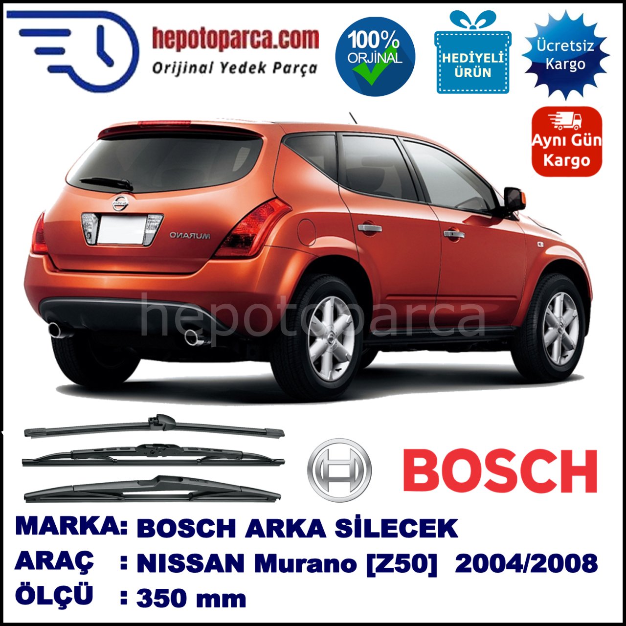 NISSAN Murano [Z50] 350 mm 11.2004-12.2008 BOSCH Arka Silecek