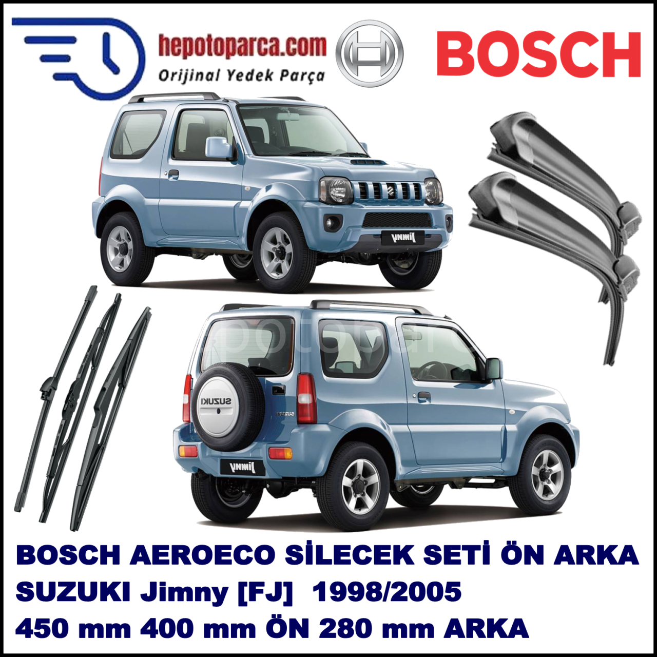 SUZUKI Jimny [FJ] 10,1998-,,, Bosch Aeroeco Ön ve Arka Silecek Takımı