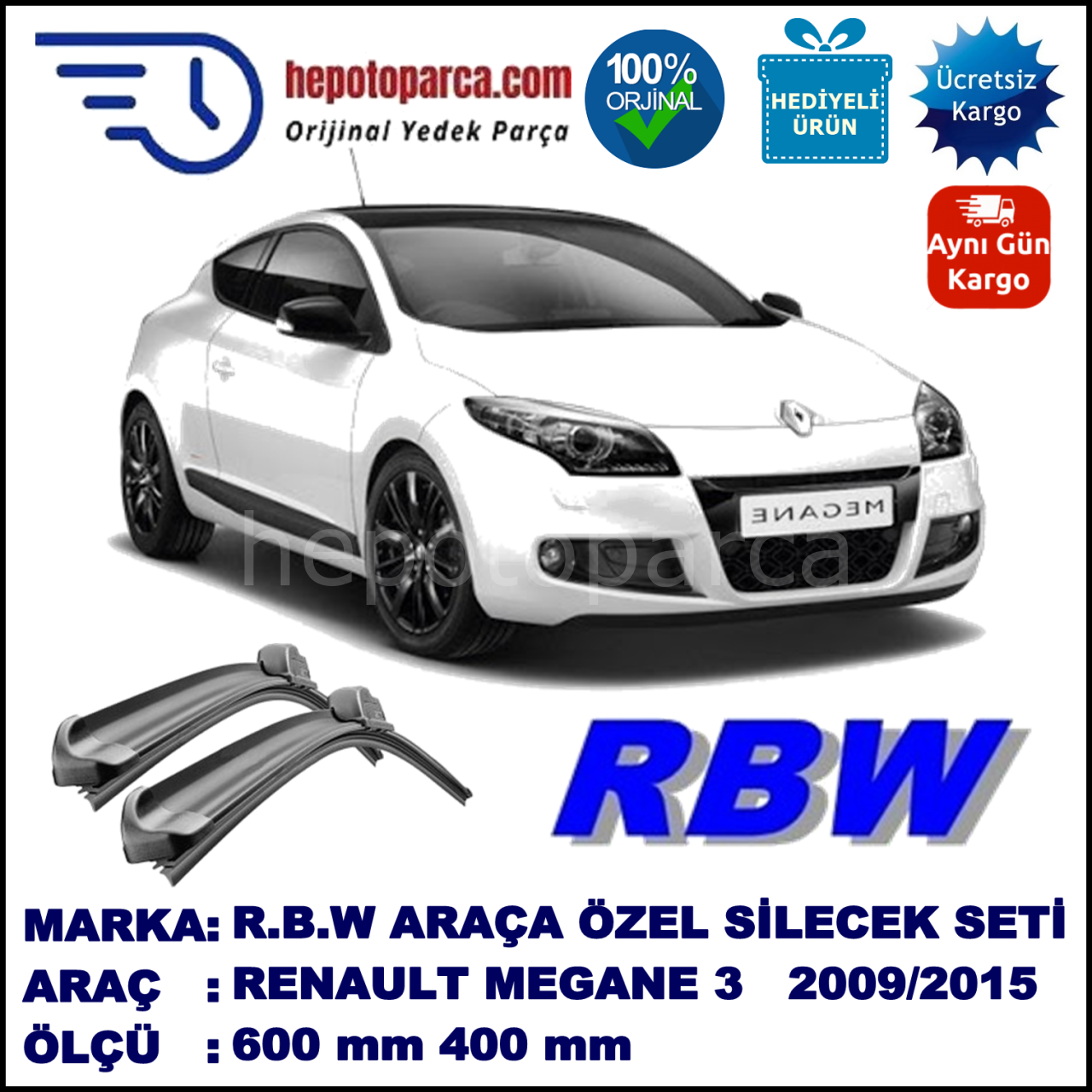 RENAULT MEGANE 3 COUPÉ GRANDTOUR MUZ SİLECEK TAKIMI RBW ARACA ÖZEL (2009→)