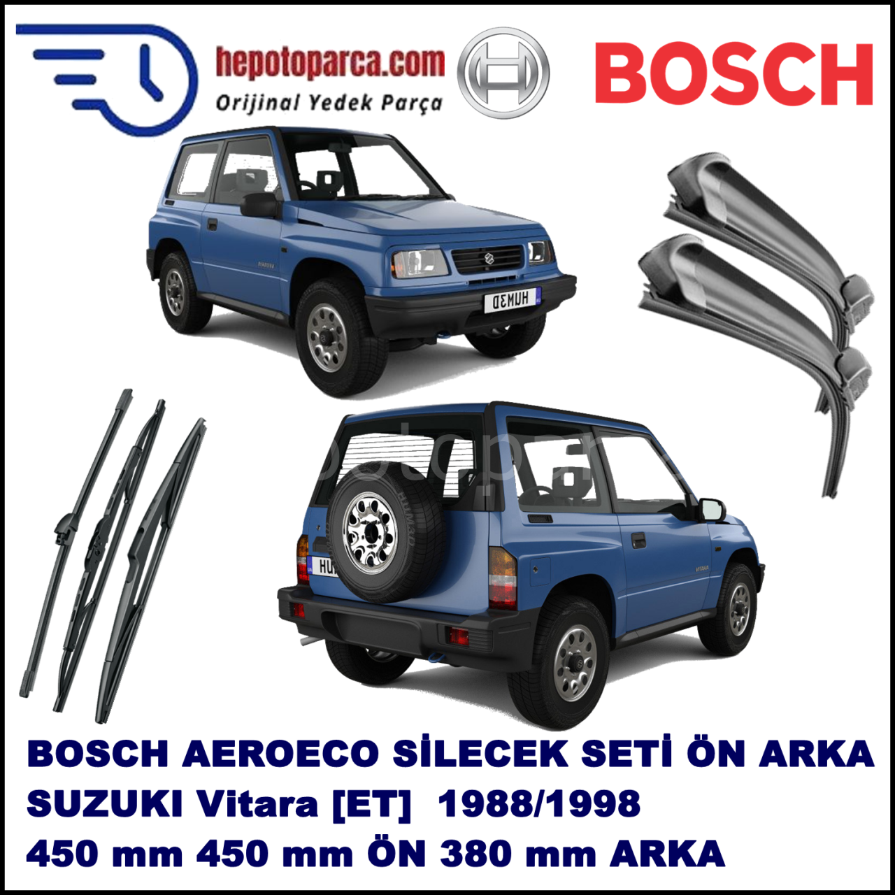 SUZUKI Vitara [ET] 03,1988-03,1998 Bosch Aeroeco Ön ve Arka Silecek Takımı