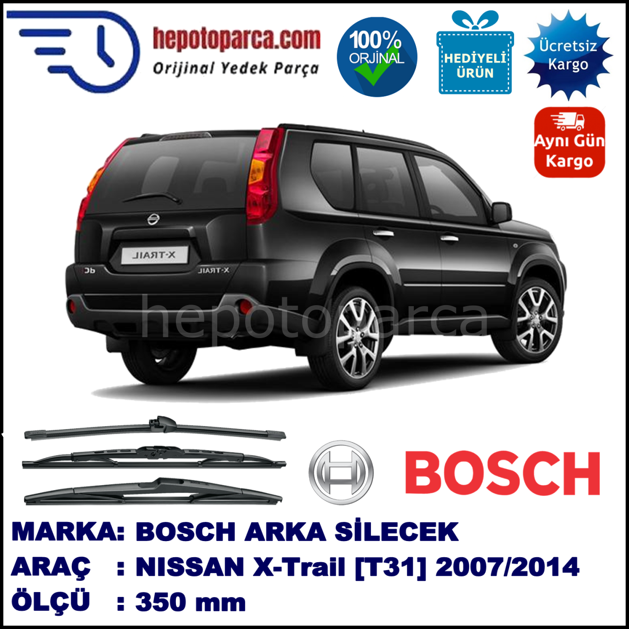 NISSAN X-Trail [T31] 350 mm 04.2007-... BOSCH Arka Silecek
