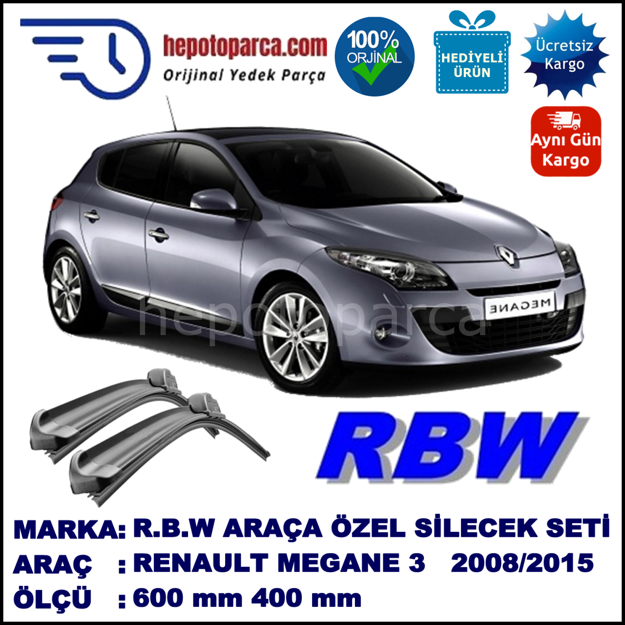 RENAULT MEGANE 3 HB MUZ SİLECEK TAKIMI RBW ARACA ÖZEL (2008-2015)