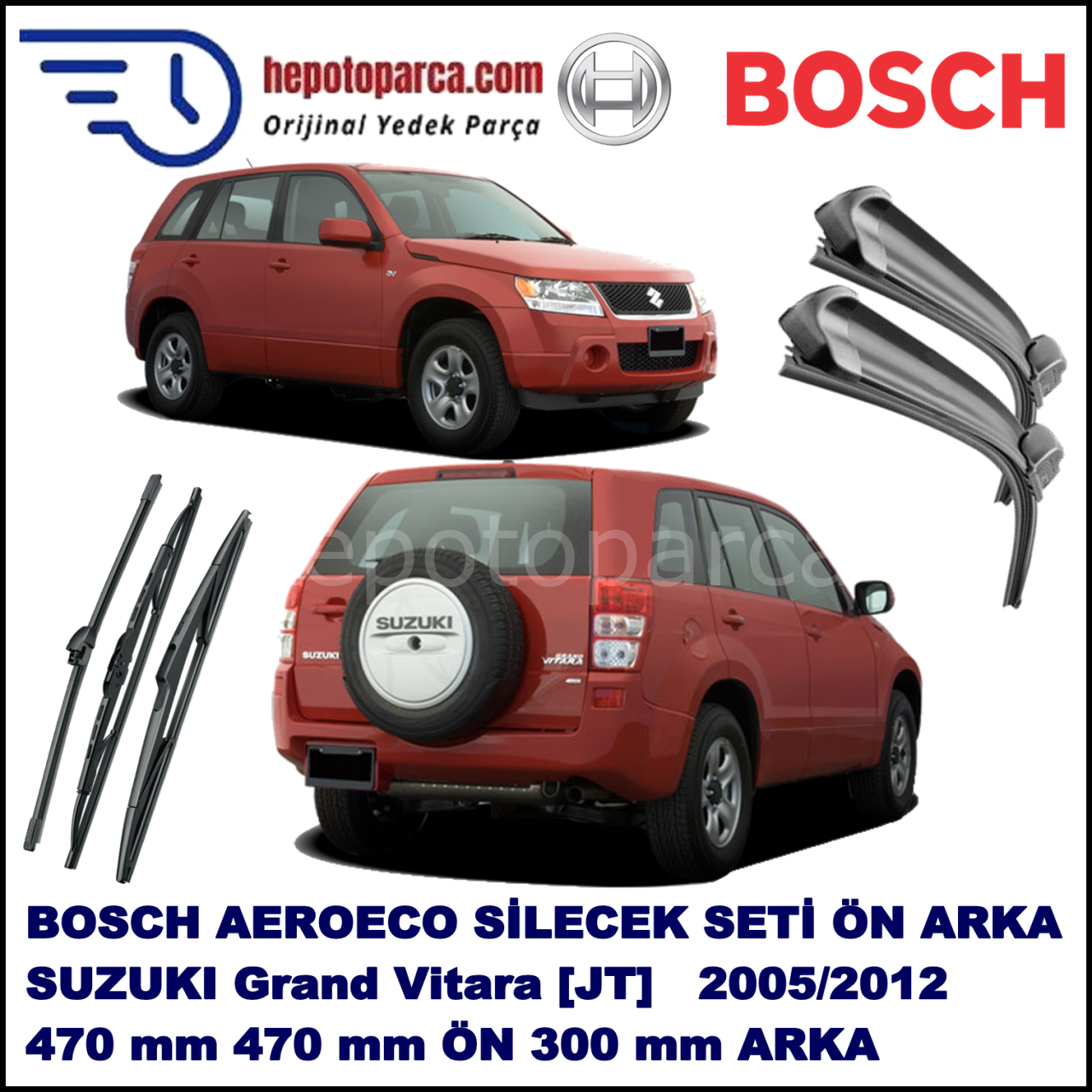SUZUKI Grand Vitara [JT] 10,2005-,,, Bosch Aeroeco Ön ve Arka Silecek Takımı
