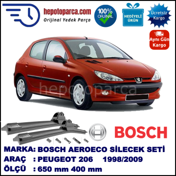 PEUGEOT 206 [T1] 06.1998-02.2009, 650 / 400 mm. BOSCH AEROECO Aparatlı Muz Silecek