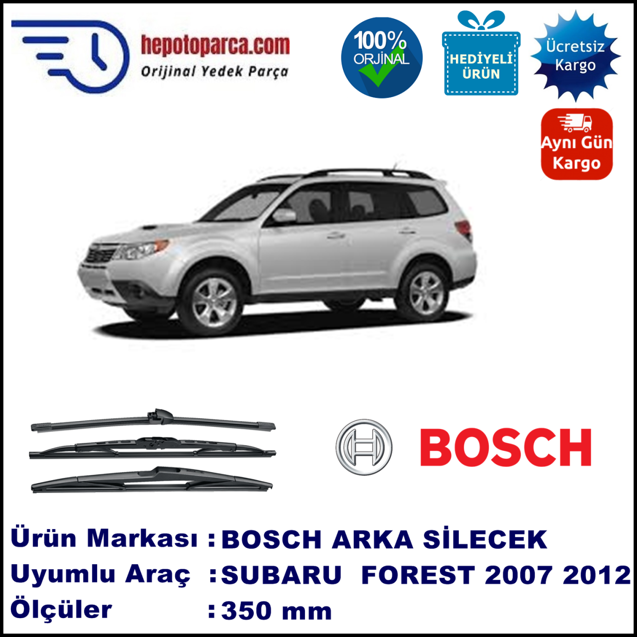 SUBARU Forester  [S12] 350 mm 12.2007-12.2012 BOSCH Arka Silecek